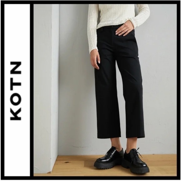 KOTN Pants - KOTN Egyptian Cotton Crop Wide Leg Trouser Black Size 4
